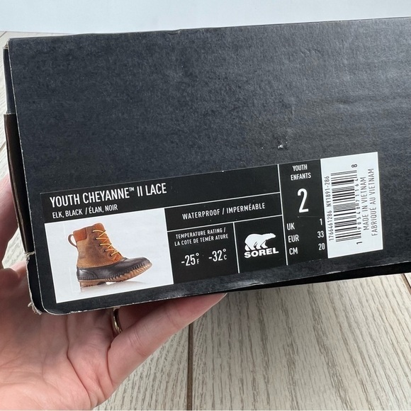 Sorel Youth Cheyanne ii Lace Leather Boots Youth Size 2 Elk (tan) Black $90 - Picture 9 of 9